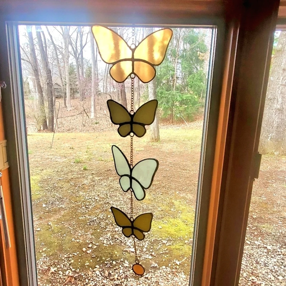 SUNCATCHER Dancing Glass Butterfly Hanging Wall Art, Window, Garden Art & Decor